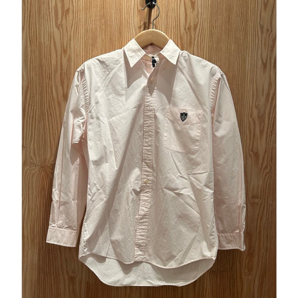 Vintage Ralph Lauren Tilden Pink Button Up Golf Shirt Shield Embroidery